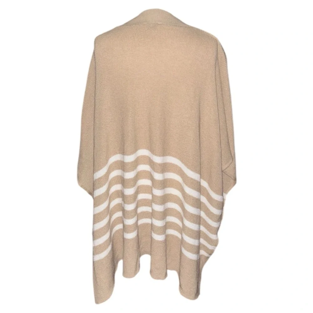 J. Crew Camel & Ivory Striped Poncho